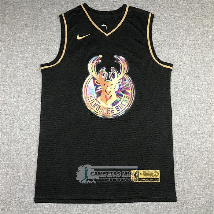 Camiseta Golden Edition Milwaukee Bucks Giannis Antetokounmpo NO 34 2021-22 Negro